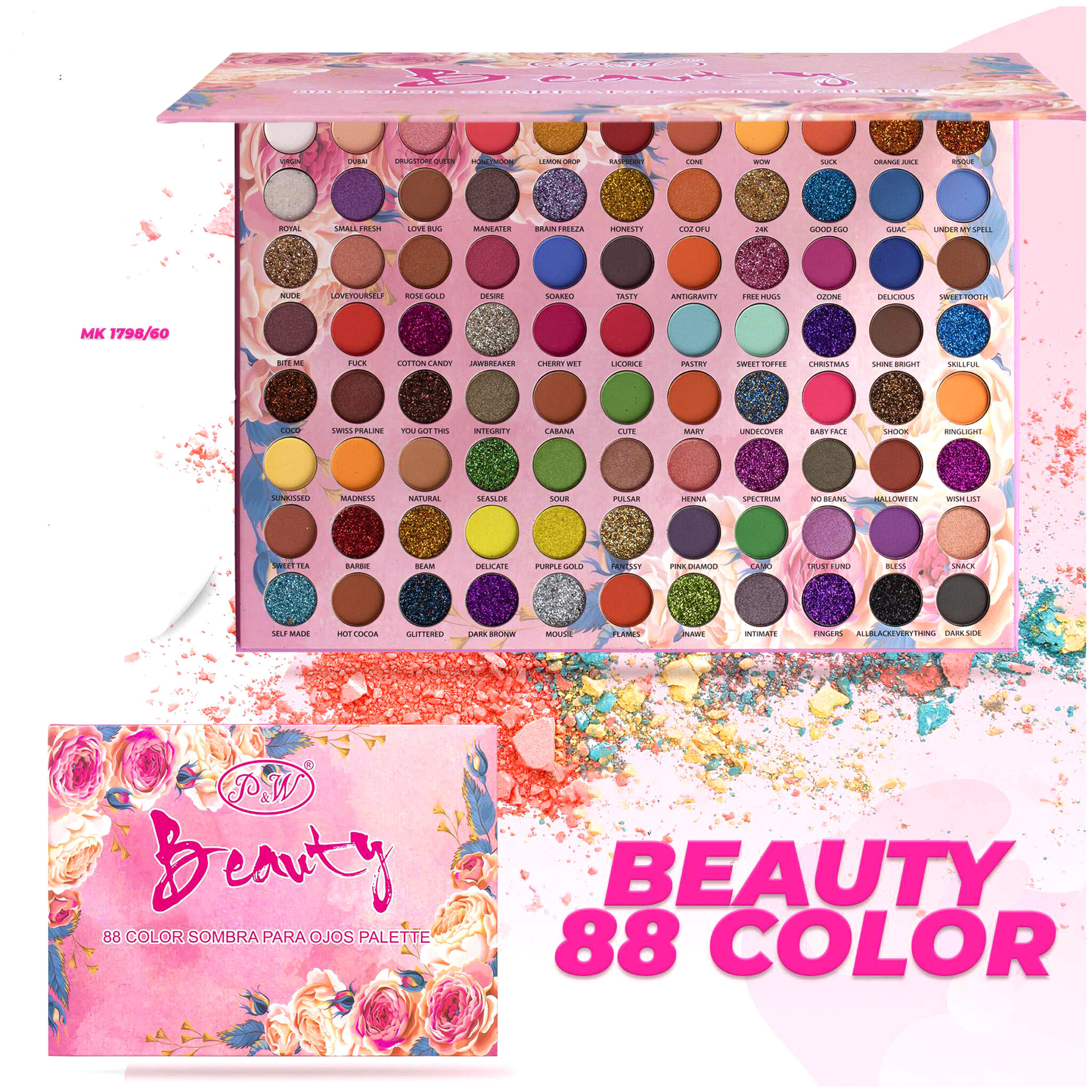 Paleta de Sombras Beauty 88 color MK 1798/60 – Estilo Juvenil Cosmeticos